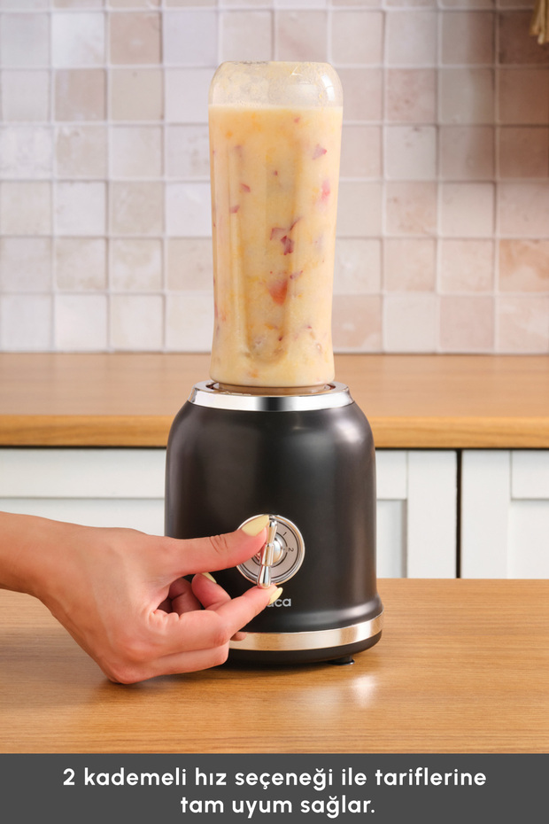 Retro Personal Kişisel Smoothie Blender Black - 4