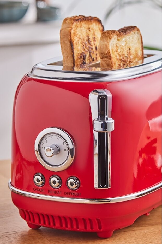Vintage Craft 2 Dilim Kapasiteli Ekmek Kızartma Makinesi Red - 3