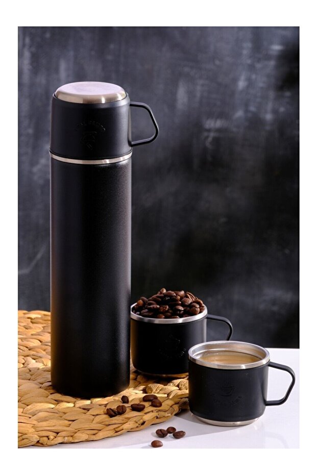 3 Bardaklı Paslanmaz Çelik Termos - 1