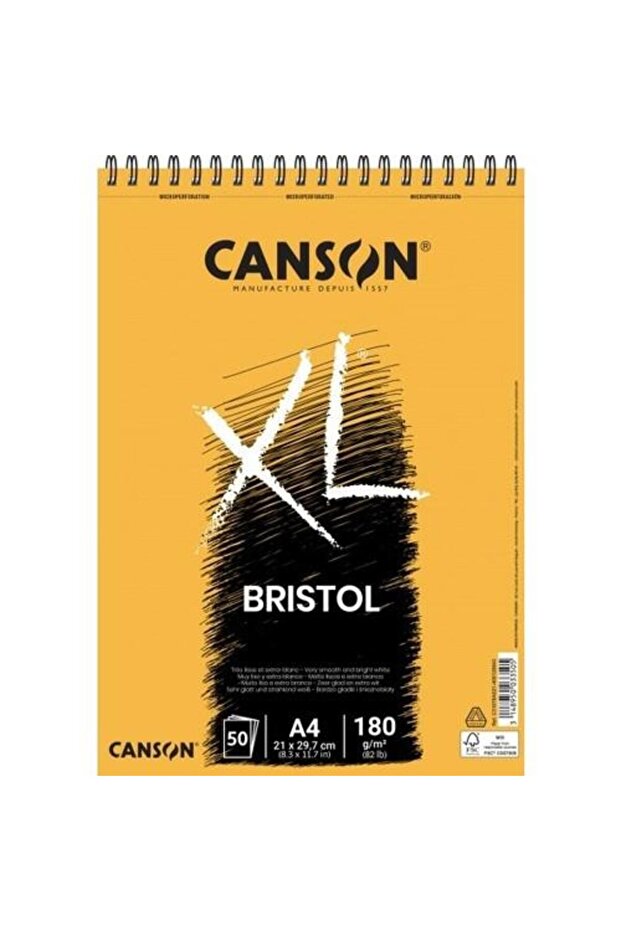 دفتر رسم بريستول حلزوني مقاس XL، مقاس 21 × 29.7 سم. 180 جرام A4 50 ورقة