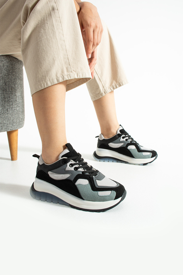 Nox Yüksek Taban Rahat Memory Foam Ortopedik İç Tabanlı Kadın Sneaker Spor Ayakkabı - 1