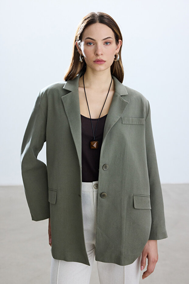 HAKİ YIRTMAÇLI BLAZER - 2