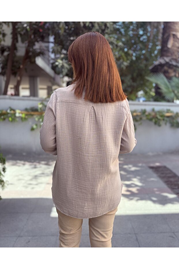 Brode Pattern Shirt Beige - 4