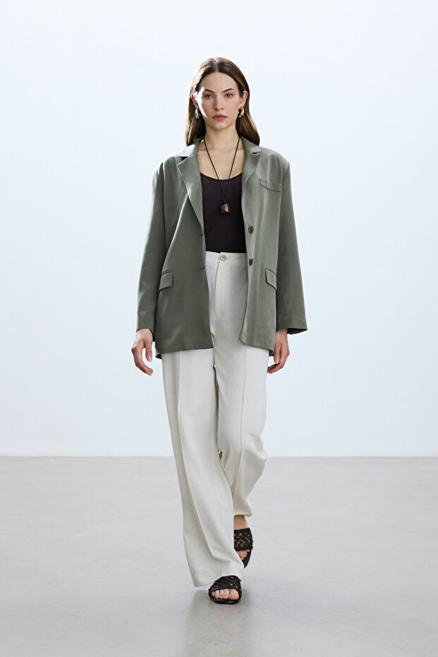 HAKİ YIRTMAÇLI BLAZER - 1