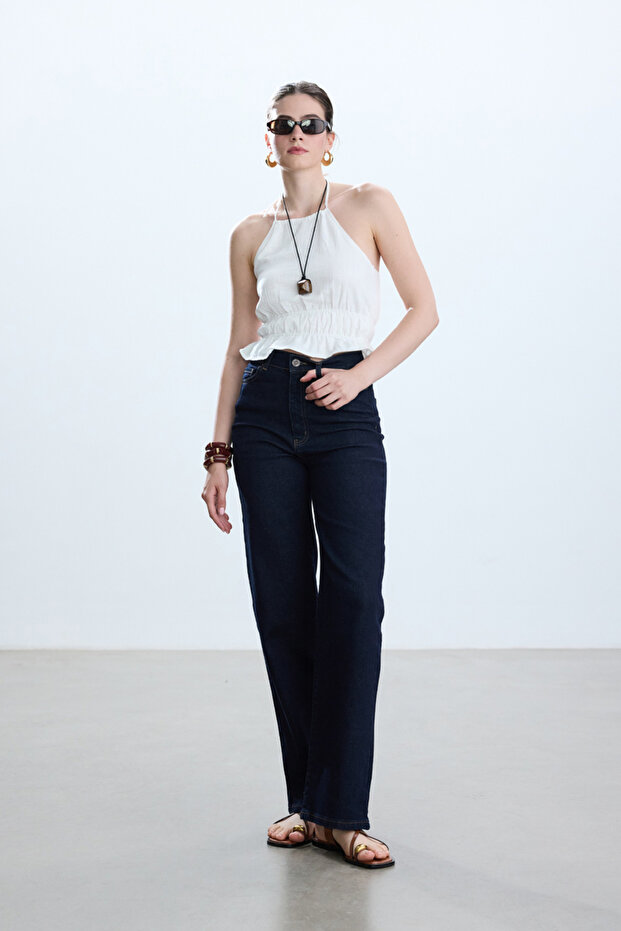 KOYU MAVİ YÜKSEK BELLİ JEAN - 3