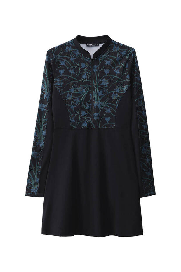 LİLYUM DESENLİ SURF MAYO ELBİSE - 8