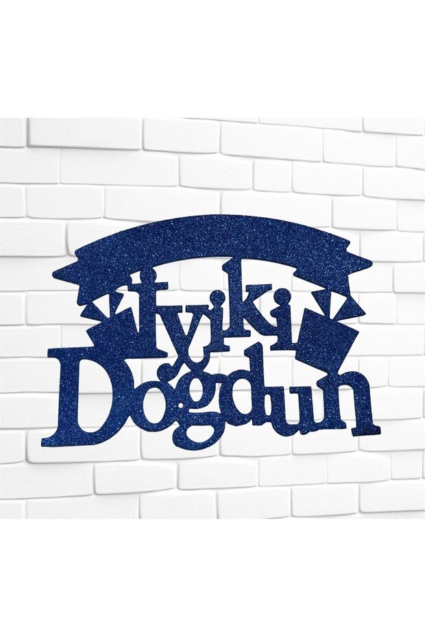 KOYU MAVİ İYİ Kİ DOĞDUN EVA DUVAR KAPI SÜSÜ 19X26 CM - 2