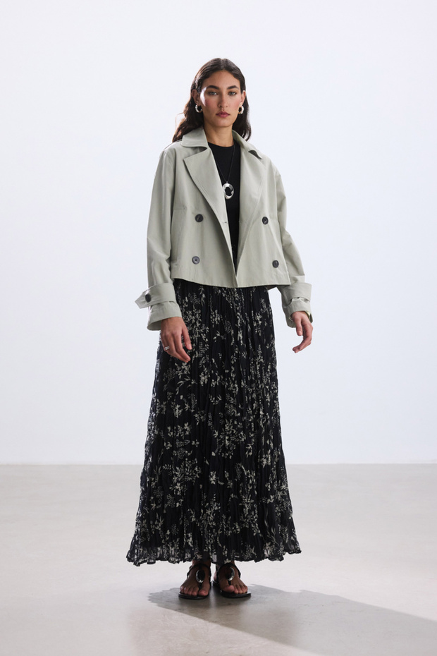 TAŞ KISA KRUVAZE MİNİMAL TRENÇKOT - 2