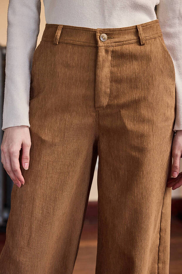 CAMEL FİTİLLİ KADİFE PANTOLON - 5
