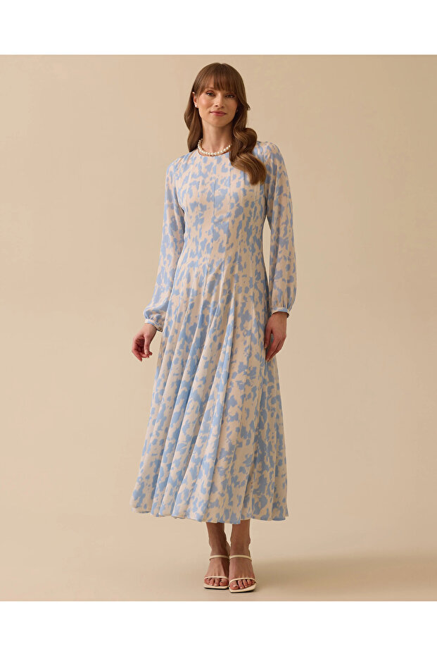 Desenli Kloş Elbise - 1