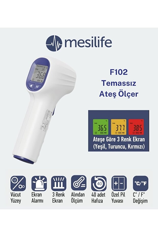 A0J-F102 TEMASSIZ ALINDAN ATEŞ ÖLÇER YÜKSEK Ateş Ekran Alarmlı - 2