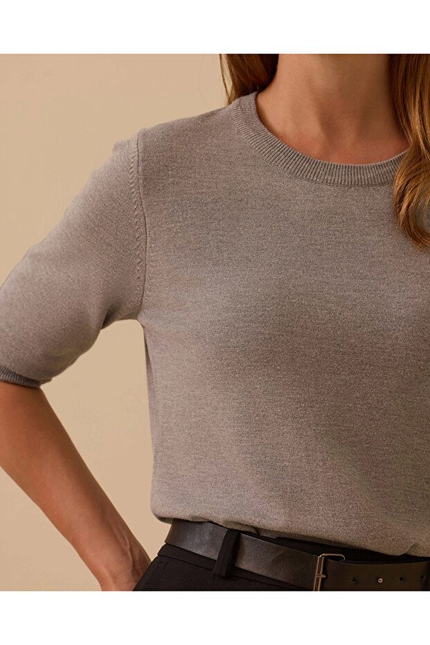 Kısa Kollu Basic Triko Bluz - 5