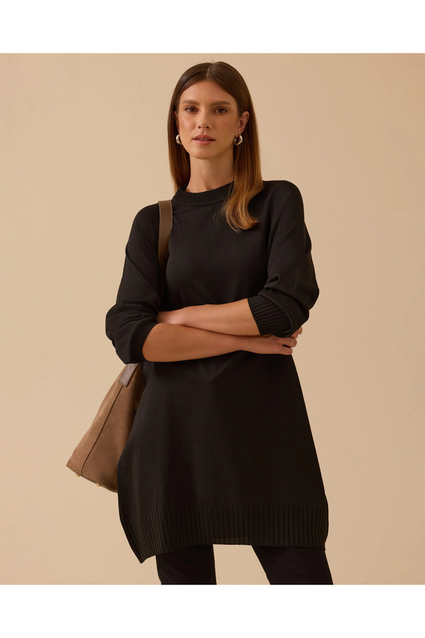 Uzun Kollu Basic Triko Tunik - 3