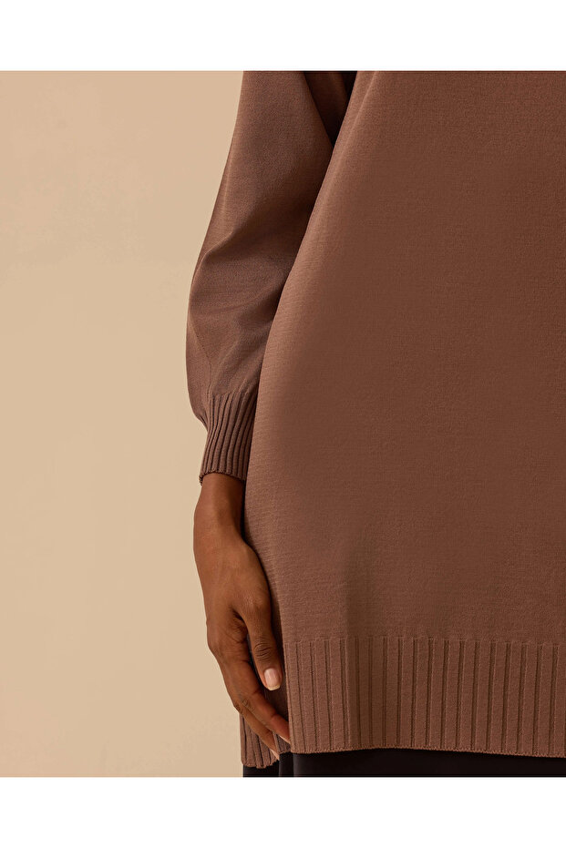 Uzun Kollu Basic Triko Tunik - 5