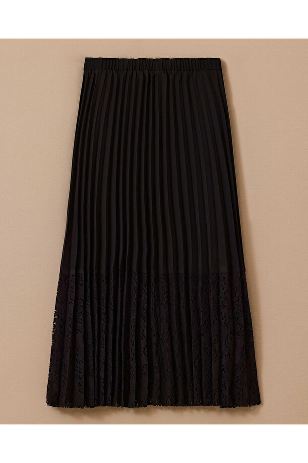 Dantel Detaylı Pliseli Etek - 5