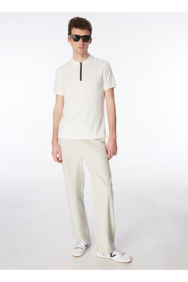 Ekru Erkek Basic Polo T-shirt - 3