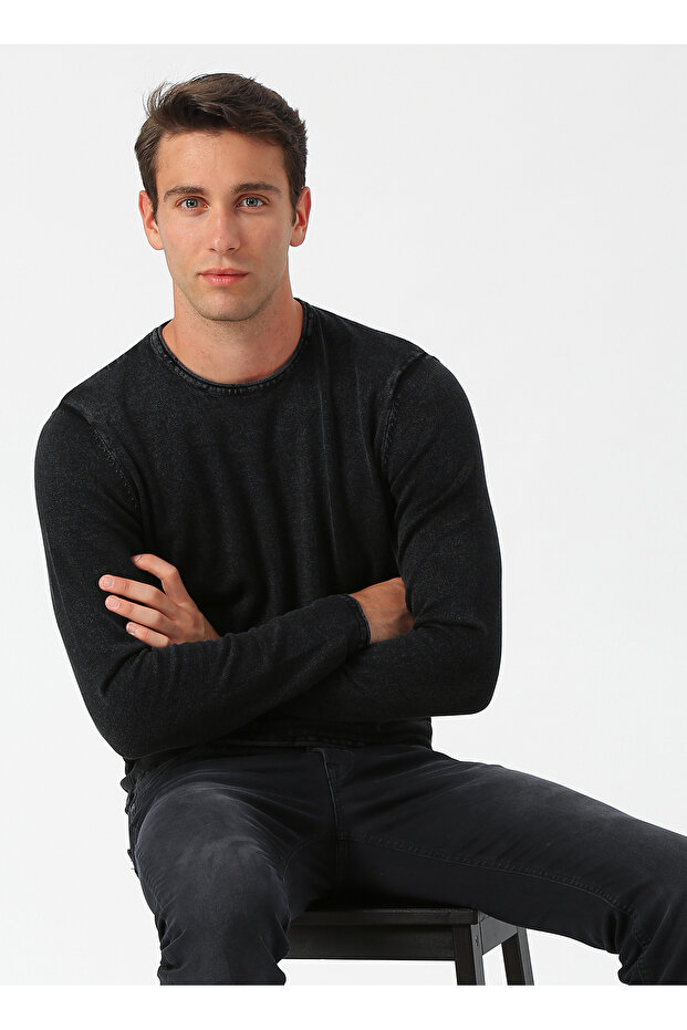 Siyah Düz Kazak - 1