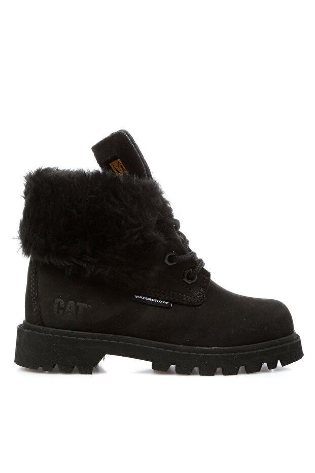 Black Girl's Suede + Leather Boots 015F101079 Utah Fur Wp