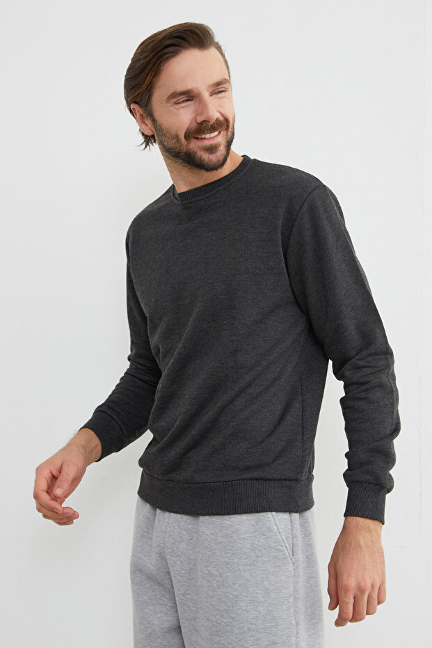 3 İplik Basic Bisiklet Yaka Sweatshirt - 3