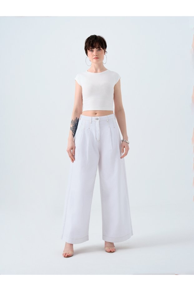 Pleated Palazzo Palazzo Fit Women's Trousers