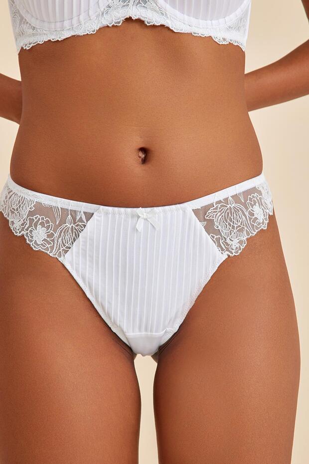 Paris Ekru Dantelli String Külot - 3