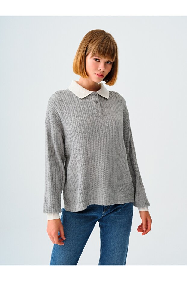 Oversize Kadın Sweatshirt - 1