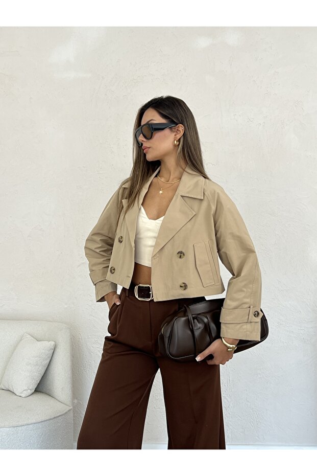 Kolu Apoletli Kısa Trenç - 1