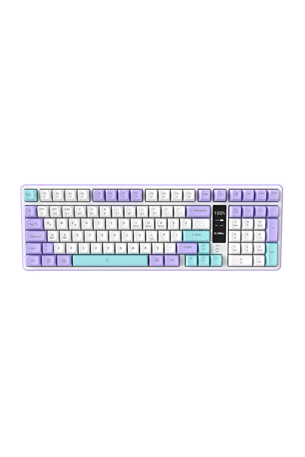Luma Air Kablosuz 3 Modlu LCD Ekran 100 Tuş Membran Gaming & Ofis Klavyesi - 1