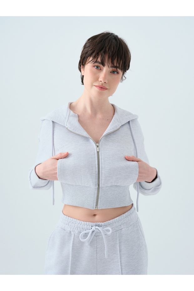 Crop Kadın Sweatshirt - 1