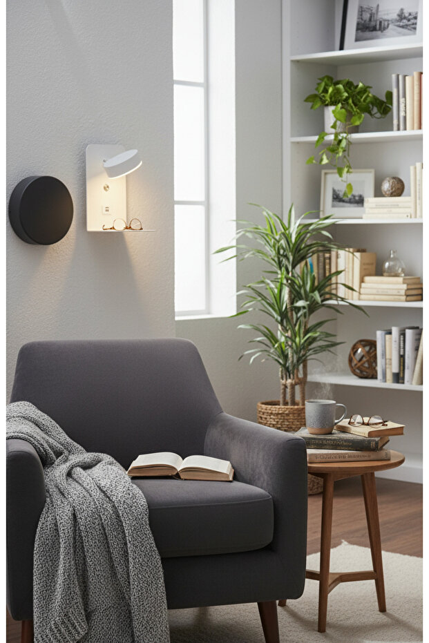Reading Ledli Usb-type C Telefon Şarj Üniteli Yatak Başı Led Aplik 24x14 Cm - 5