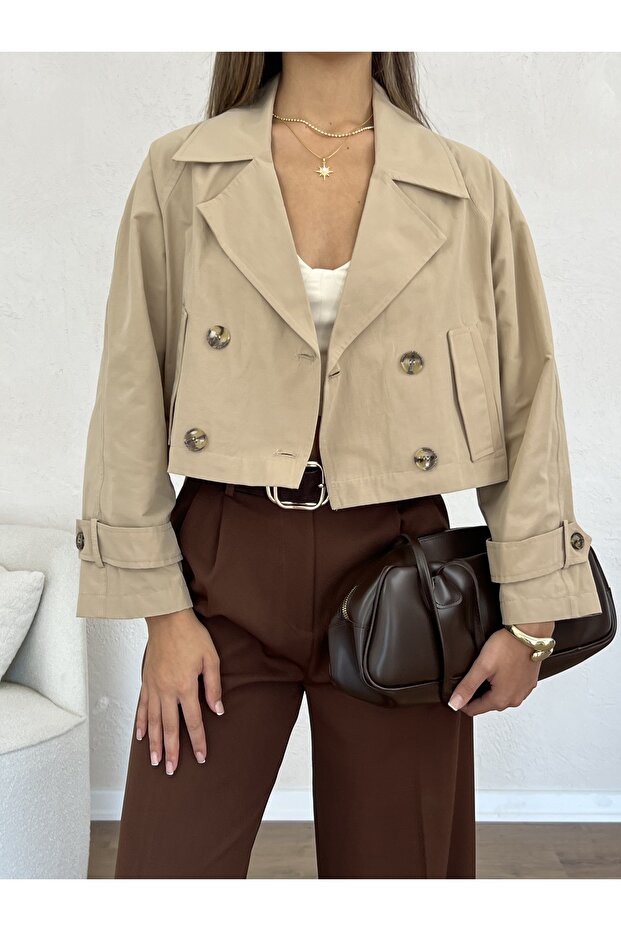 Kolu Apoletli Kısa Trenç - 2