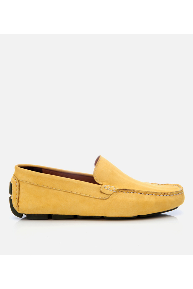 Erkek Nubuk Deri Sarı Hafif Tabanlı Günlük Loafer - 1