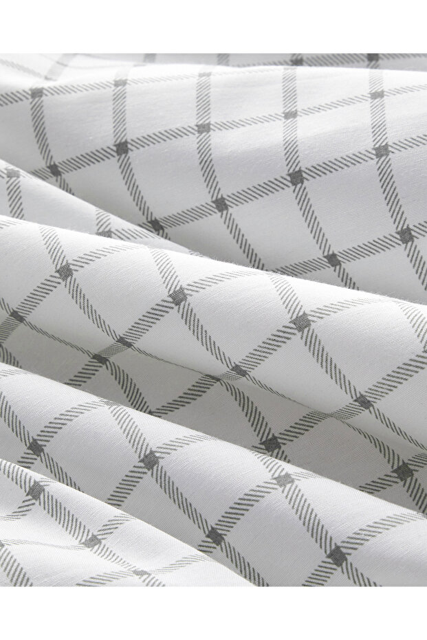 Simple Checks Kolay Ütülenir Tek Kişilik Nevresim Takımı 160x220 cm Gri - 7
