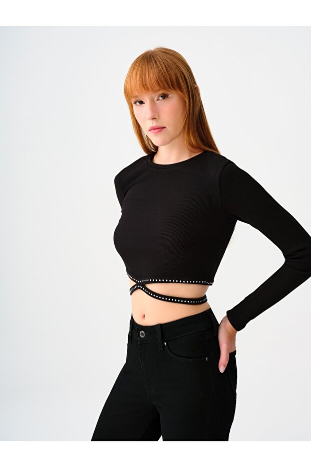 Crop Kadın Bluz U.kol - 1