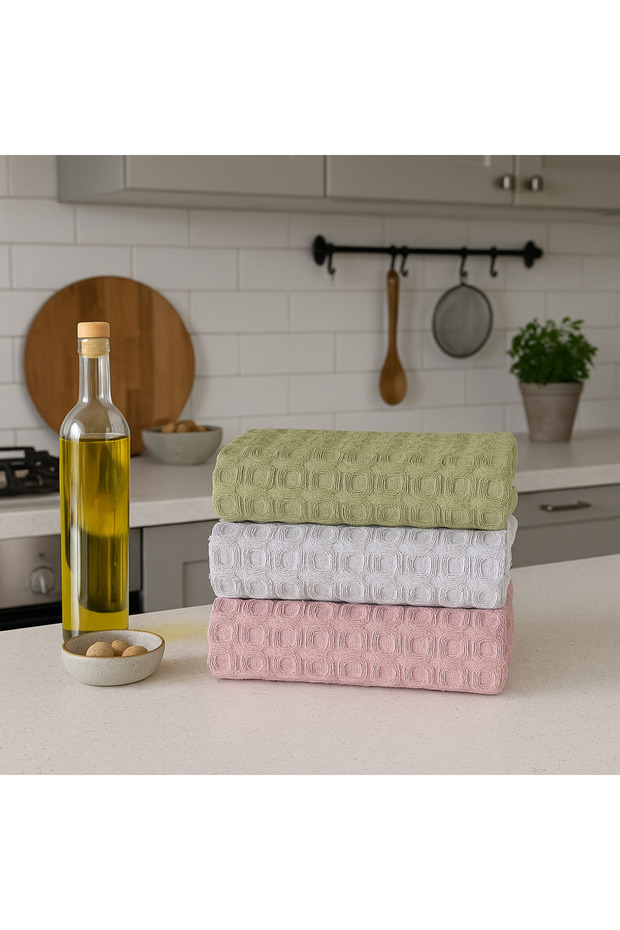 Set of 3 Pique Towels 40x60 Cm