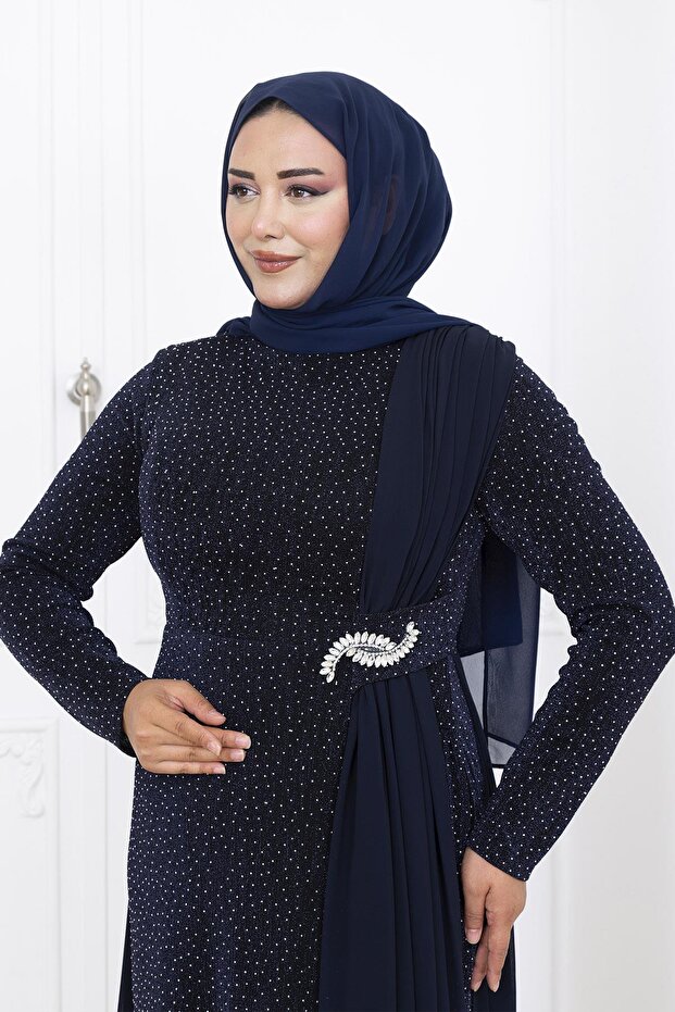 Nil Abiye Elbise Lacivert - 2