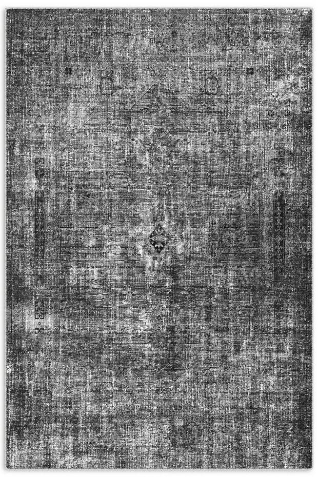 Black Anthracite Gray Vintage Chenille Carpet Rug Runner Washable Non-Slip Self Fringed