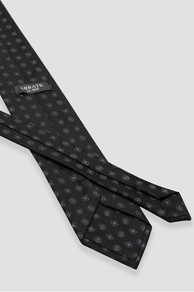 ربطة عنق 8 سم من البوليستر المصنوع من الألياف الدقيقة باللون الأسود للرجال - 3