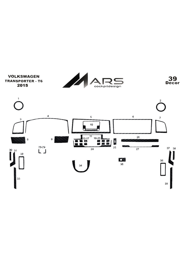 Volkswagen Transporter Console-Torpedo Trim 2015-2018 39 Pieces