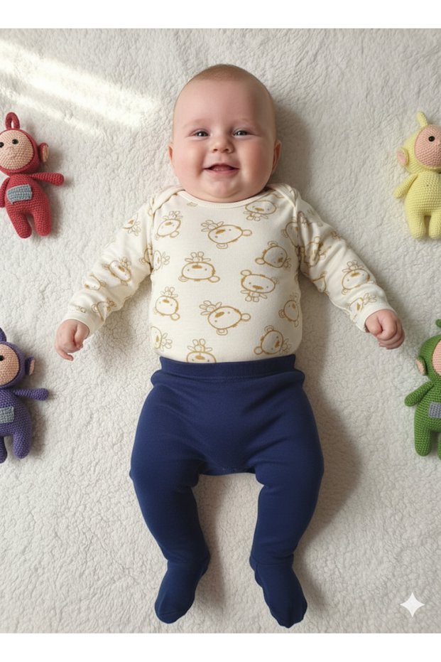 Girl Boy Child Baby Long Sleeve Snap Fastener Bodysuit-Badi 100% Organic Cotton 3.5-4-5-6 Years Old
