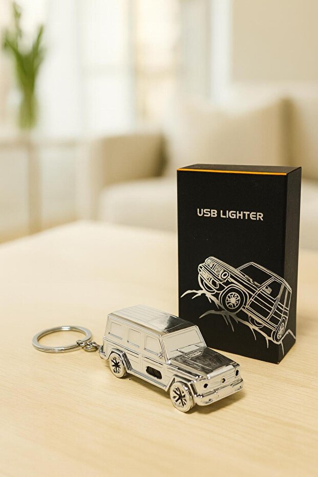 Lüks Araba Tasarımlı USB Elektronik Çakmak – Şarjlı, Anahtarlık Model - 2