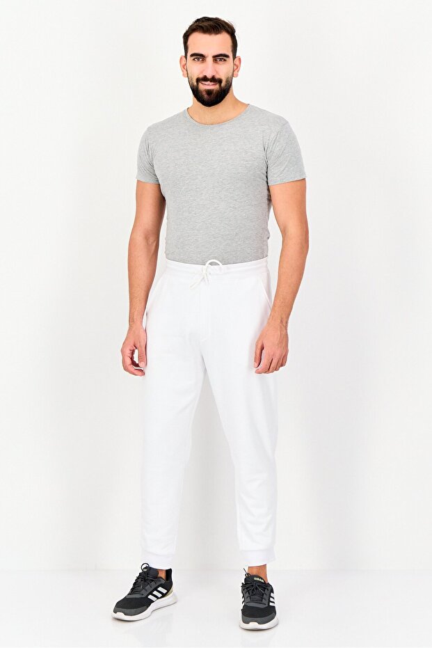 Men Regular Fit Solid Sweatpants, White - 3