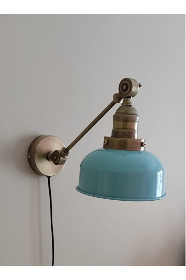 Myli̇ghts Turquoise Wall Lamp with Double Joints and Antique Cable