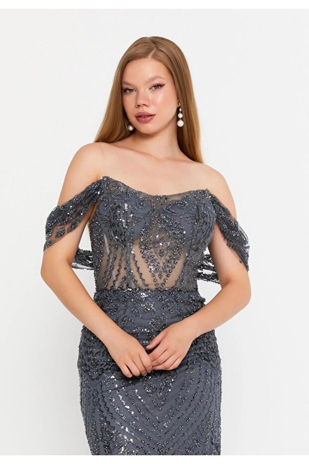 6139PAY PAYETLİ ELBİSE - 3