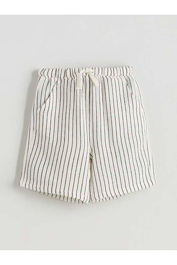 Striped Boy's Shorts with Elastic Waist and Pockets