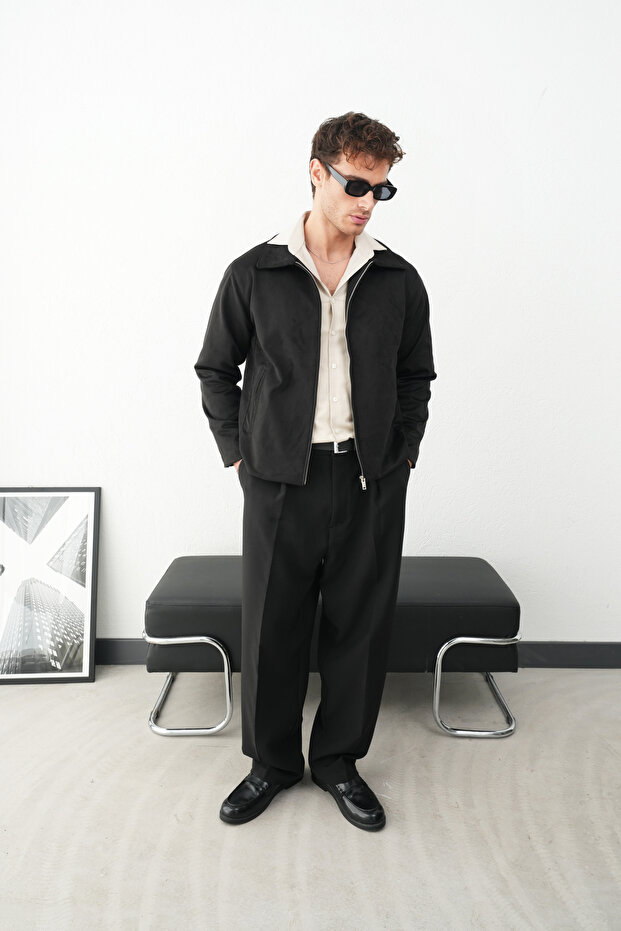 Regular Kalıp Gömlek Yaka Süet Erkek Mont - 2