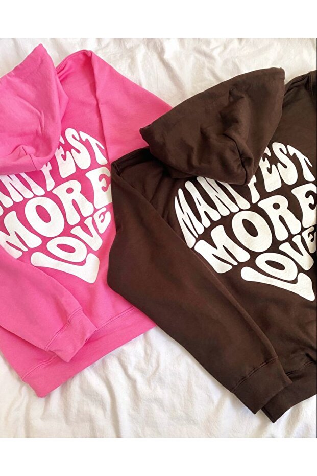 Dear Couple Combination Manifest More Love Back Printed Design Hooded Sweatshirt Set of 2