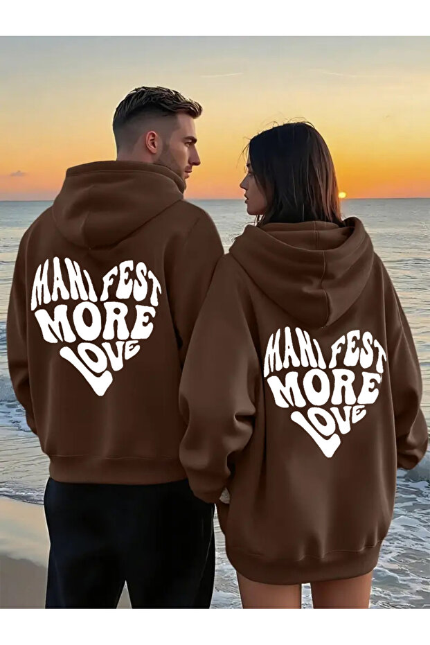 Dear Couple Combination Manifest More Love Back Printed Design Hooded Sweatshirt Set of 2