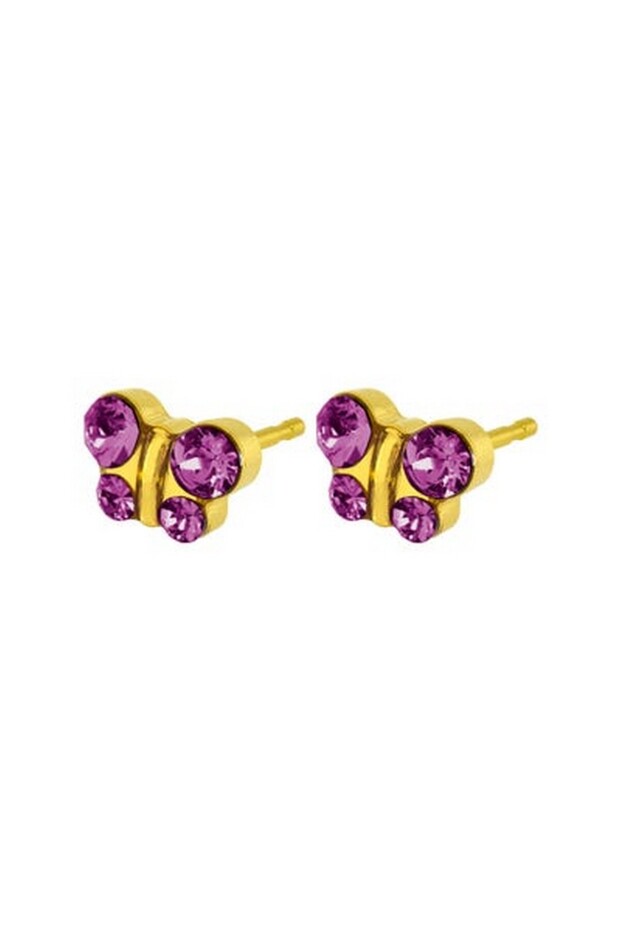 Fashion Sense Gold Plated Butterfly Fuschia Earring | 1 Pc