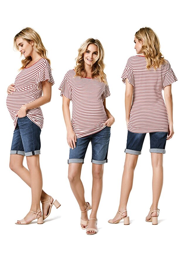 Ριγέ μπλουζάκι εγκυμοσύνης - 5